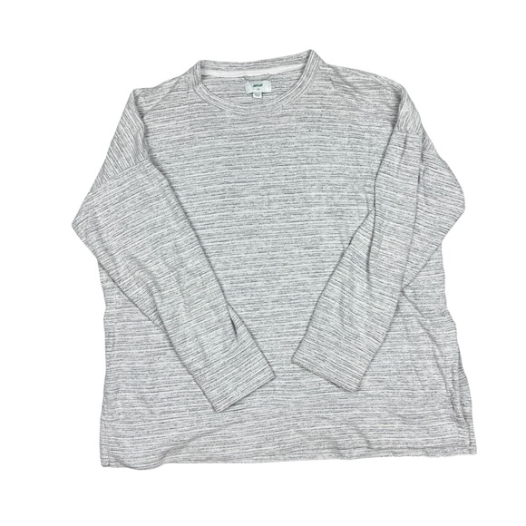 Aerie Ribbed Sweater Women’s Large Pullover White Black Gray‎ Oversize Split Hem - Picture 2 of 10